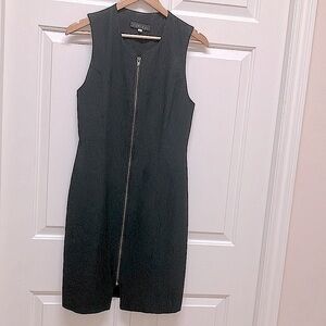 Comrags wool blend vintage lined sheath dress, sleeveless, long zipper, black